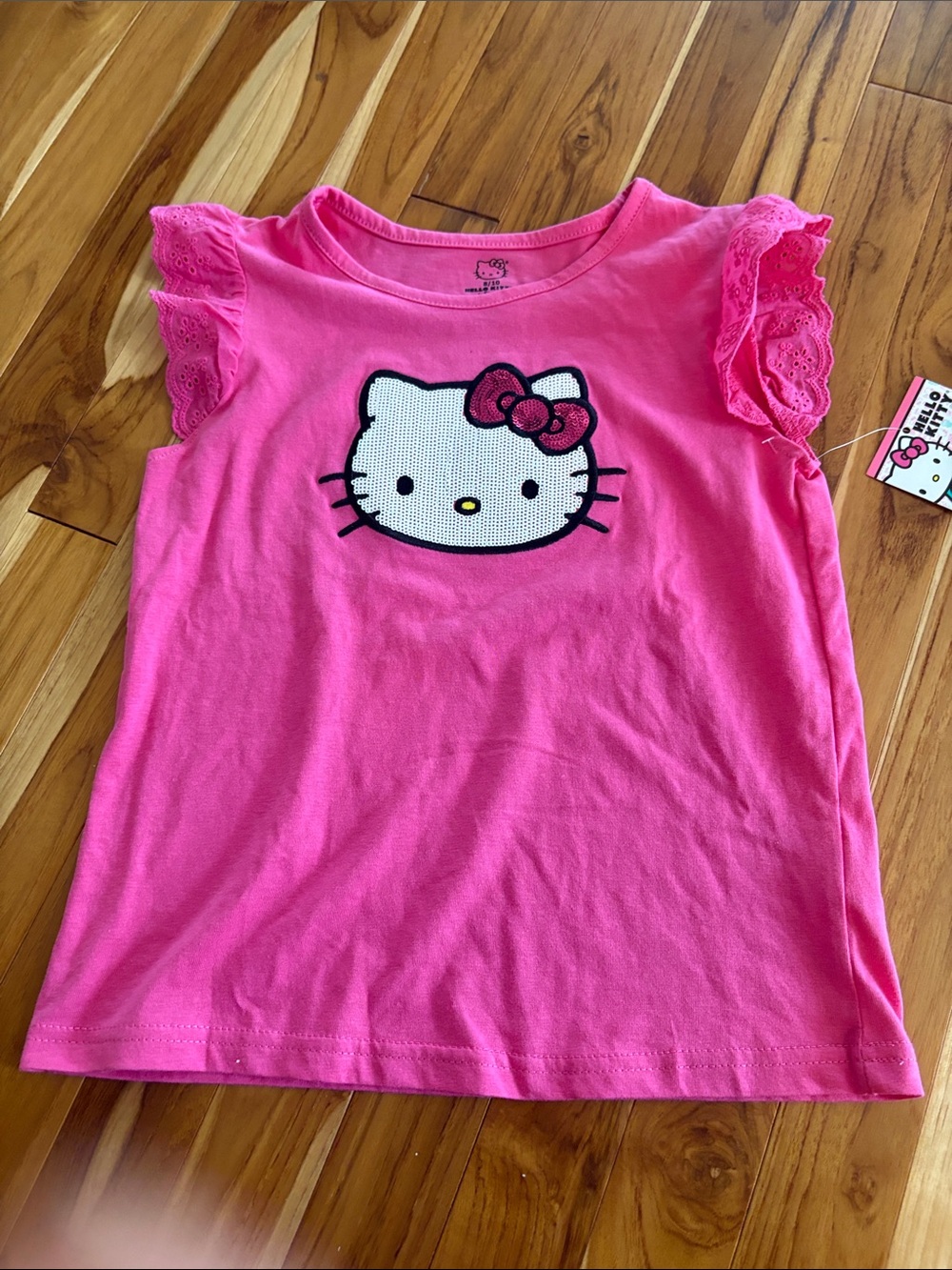 Hello Kitty Pink Lace-Sleeve Girls' Tee